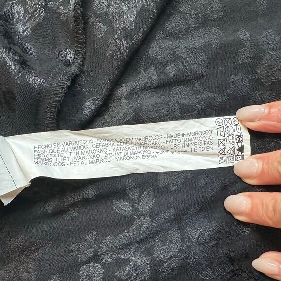 Zara Black, Jacquard, 3/4 Sleeves, V-Neck, Button Down Mini Shirt Dress- L - Picture 7 of 11